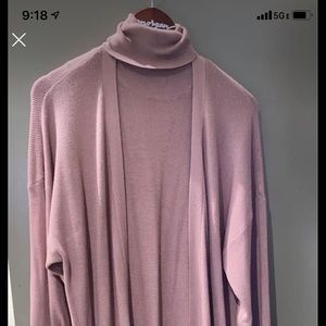 Long turtle neck dress with cardigan